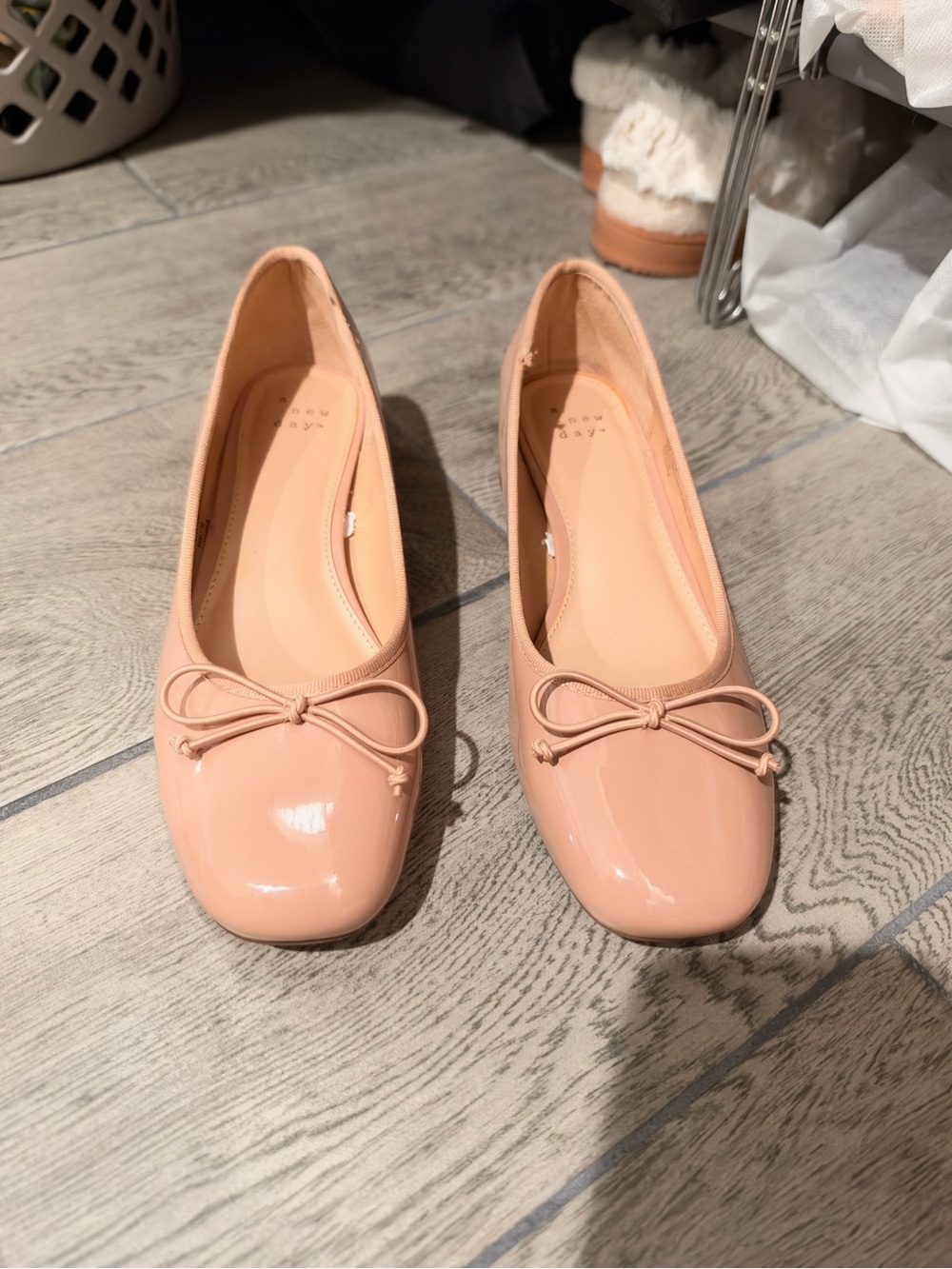 a new day Patent Bow Ballet Flats in Peach